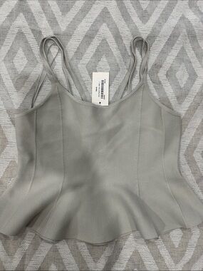 fab'rik Gray Peplum Camisole with Double Slim Straps